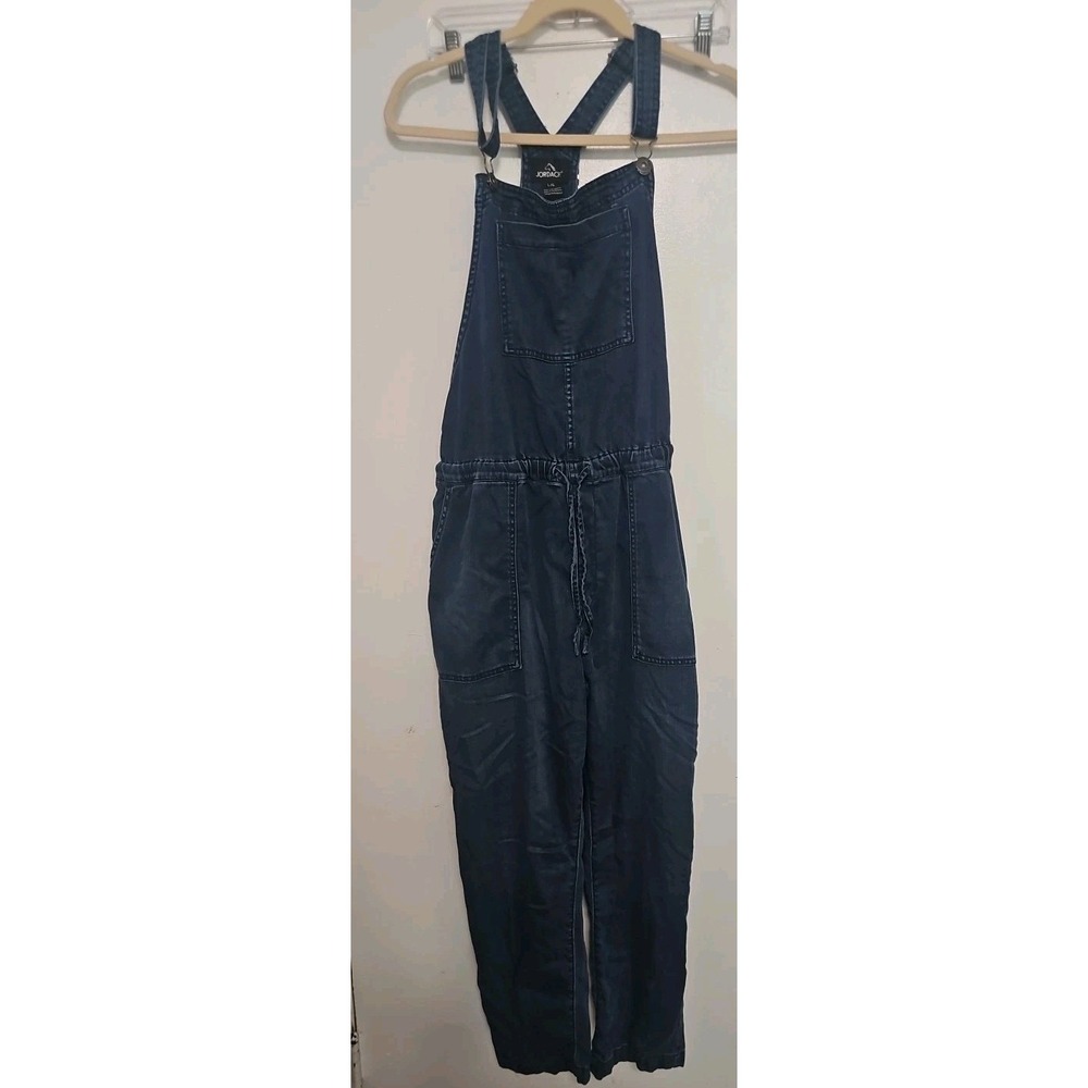 Women's Jordache vintage denim overalls drawstring waist Y2K Boho Sz L